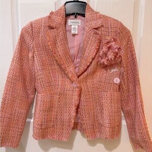 Chadwicks Pink Tweed Boucle Blazer Floral Accent Legally Blonde Barbiecore NEW!